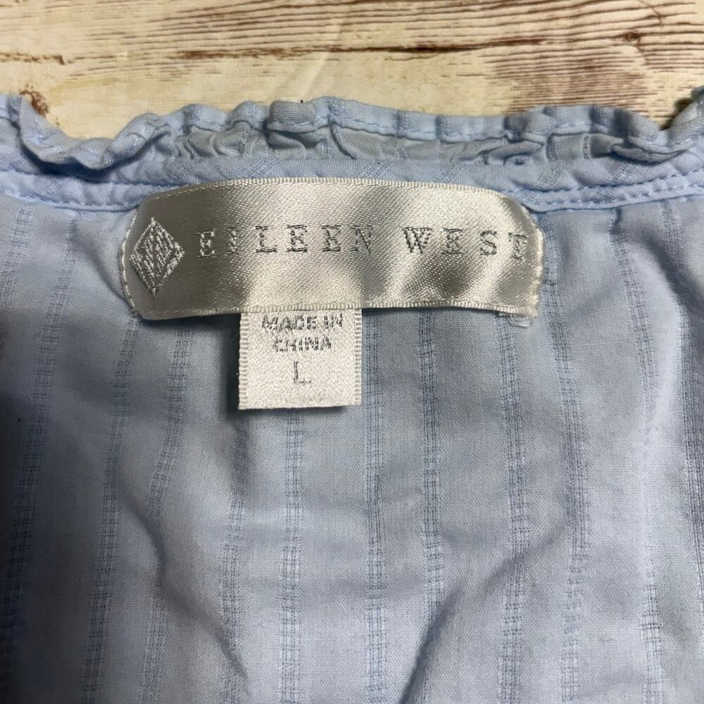 Eileen West Sleeveless Short Nightgown Large Blue Stripes White Lace Feminine - Picture 4 of 6